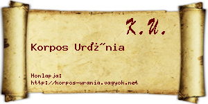 Korpos Uránia névjegykártya